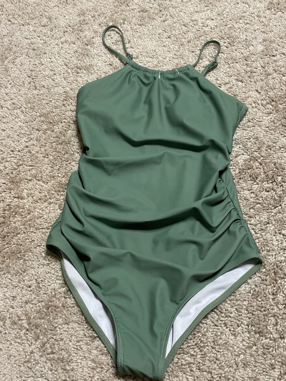 Snatched Waist Green One Piece Swimsuit